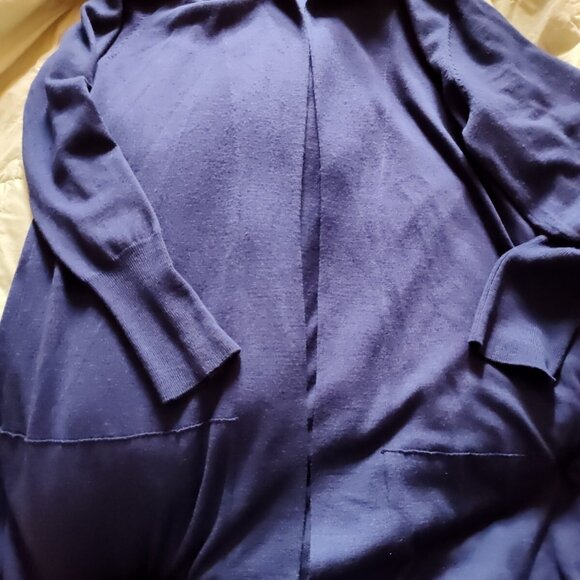 eileen fisher open cardigan Sweater M Italian Merino Yarn Blue Purplish - Picture 4 of 12